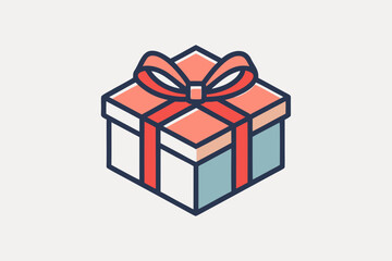 Side view gift icon showing box lid ribbon tied neatly