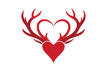 Antlers forming heart shape creative holiday decoration icon design