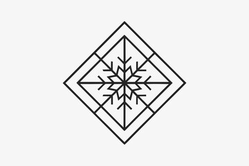 snowflake inside diamond frame balanced winter seasonal decorative icon