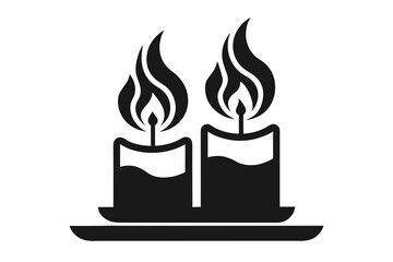 Twin wick candle icon two short candles standing together