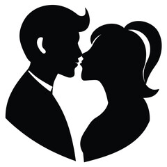 couple silhouette kiss silhouette Valentine’s Day vector icon