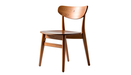 A wooden chair isolated on a black background, with a curved backrest