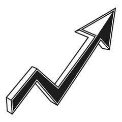 Upward Trending Arrow with 3D Effect and White Background Keywords: arrow, up, upward, trend