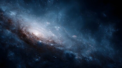 Fototapeta premium Vibrant spiral galaxy with luminous arms and a bright central core set against a vast star speckled cosmic expanse
