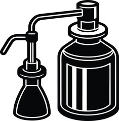 Pump bottle flavored syrup flat vector icon silhouette.