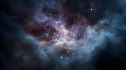 Fototapeta premium A vibrant colorful nebula in deep space filled with luminous stars and swirling gas clouds