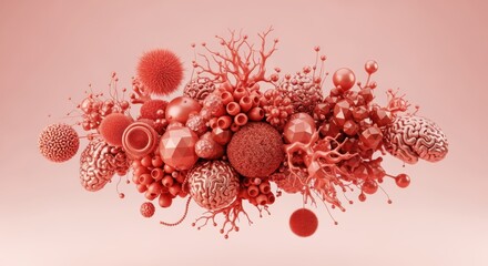 Abstract red 3D coral-like organic composition