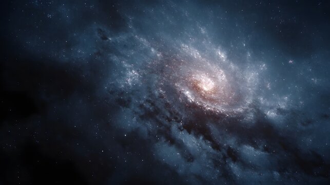 A vast spiral galaxy with luminous arms and a bright core set against the deep expanse of space