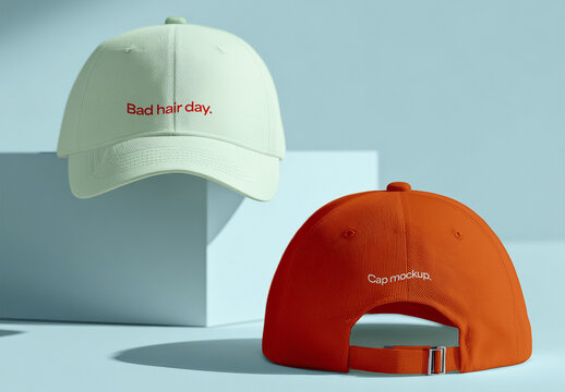Stylish Baseball Caps Mockup
