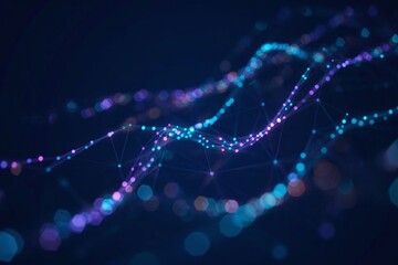 Futuristic Neon Data Network — Blue and Purple Digital Wave Connection Background for Technology and AI