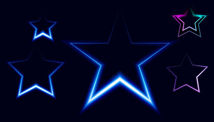 Obraz premium Glowing Star Shapes in Electric Blue and Pink Color Outlines