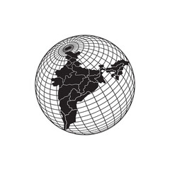 Indian map with regional states vector illustration