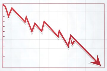 Sharp red downward trending line graphic showing financial decline and market crash