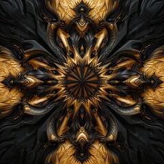 Stunning gold and black fractal pattern for luxurious modern designs, perfect for backgrounds, posters, or creative projects needing an elegant touch