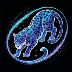 Black panther and leopard print animal vector silhouettes make a striking wildlife illustration design