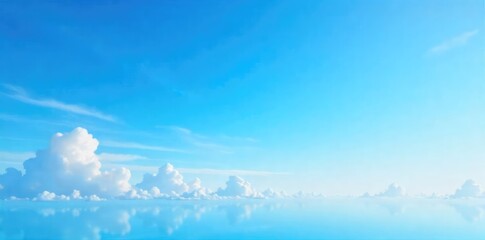 Serene Blue Sky Wispy Clouds Drifting Across a Tranquil Expanse, Perfect for Relaxation and Meditation Backgrounds