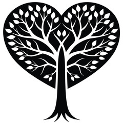 heart tree silhouette silhouette Valentine’s Day vector icon