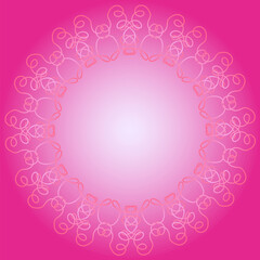Round frame with abstract pattern on pink background