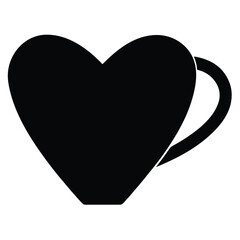 hearted cup silhouette Valentine’s Day vector icon