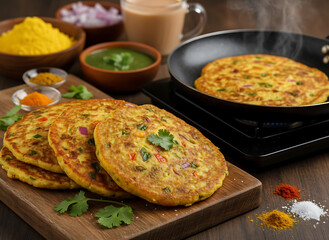Besan Cheela (Pancakes) Healthy Indian Breakfast Snack Savory Vegan Gluten-Free Protein