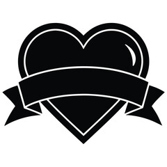 love banner silhouette Valentine’s Day vector icon