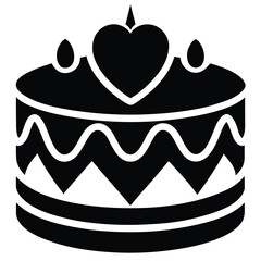 love cake silhouette Valentine’s Day vector icon