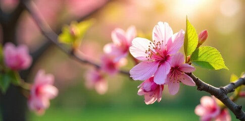 Spring Blossoms Exploding with New Life Vibrant Yellow Flowers on a Tree Branch in Soft Sunlight, Symbolizing Renewal and Rebirth