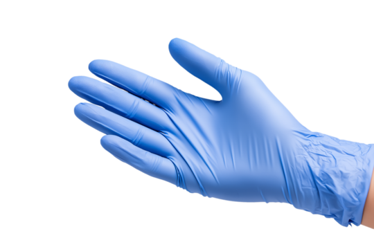 Medical action with blue latex glove healthcare setting product photography clinical environment close-up view hygiene and safety concept