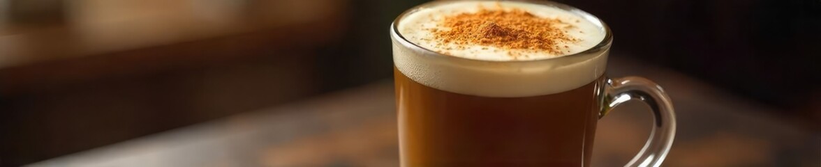 Warm, comforting Irish coffee in a classic glass, featuring rich coffee, creamy texture, and a dusting of brown sugar Perfect for chilly evenings or cozy moments , after dinner drink, coffee