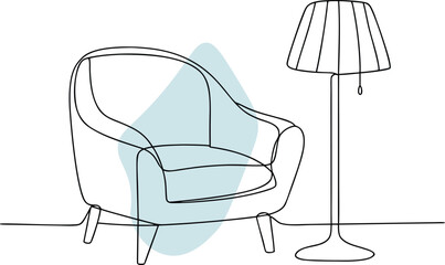 Minimalist armchair and floor lamp interior furniture