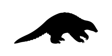 Wild pangolin silhouette vector flat illustration design.