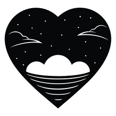 love sky heart silhouette Valentine’s Day vector icon