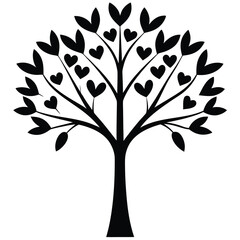 love tree branch silhouette Valentine’s Day vector icon
