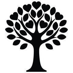 love tree silhouette Valentine’s Day vector icon