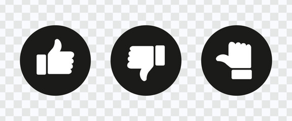 Minimalist Black and White Thumbs Icons Set for MR Design – Like, Dislike, Neutral Symbols