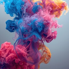 Vibrant explosion of colorful inks creating a dreamy abstract pattern, perfect for captivating backgrounds or modern design projects with a fresh, artistic feel