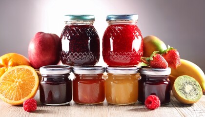 jars of jam and fruits