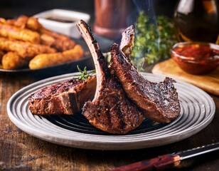 traditional australian bbq lamb chops sausages