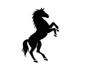 Black and White Rearing Horse Silhouette 