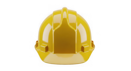 Yellow hard hat for construction worker isolated on transparent background