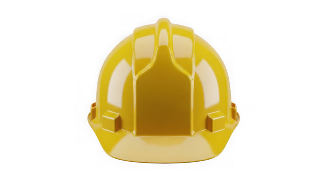 Yellow hard hat for construction worker isolated on transparent background