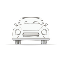 Vintage Automobile Front View Outline Vector Illustration Classic Car Line Art Drawing