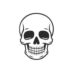 Human Skull Vector Illustration, Black and White Anatomical Design Element