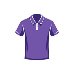 Purple polo shirt illustration with white collar and buttons, casual apparel vector design