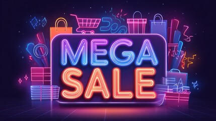 vibrant glowing mega sale promotion