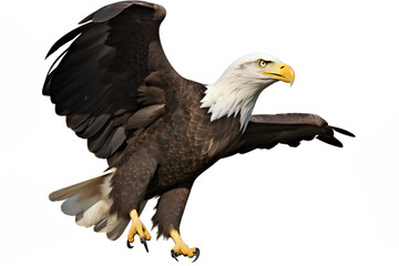 Bald eagle flying with wings spread