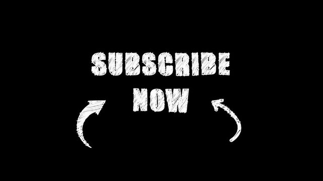 Subscribe Now Doodle Animation, Chalk Style Subscribe Now Animation, Rough Sketch Subscribe Now Text Animation