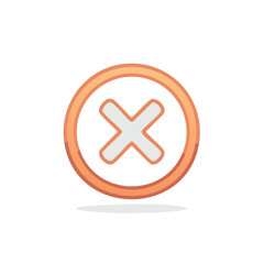 Fototapeta premium Clean orange circle cross mark X symbol icon for error wrong denial or close application interface
