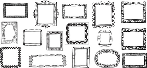 Empty Black and White Photo Frame Set – Handmade Blank Photo Booth Strips and Instant Film Templates Vector