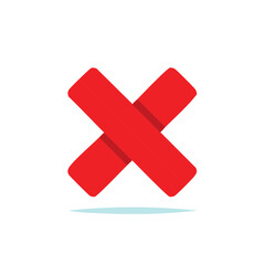 Obraz premium Red X mark symbol for no and wrong or delete option with shadow and reflection
